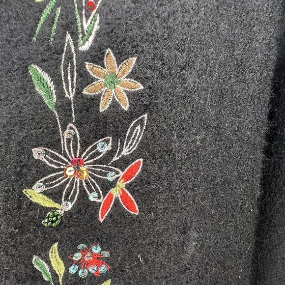 Kenar Embroidered Wool Cardigan Jacket Size Large Classic Holiday - Picture 8 of 9